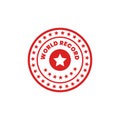 Red world record stamp with white star inside a circle surrounded by stars on white background Royalty Free Stock Photo
