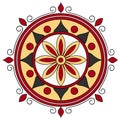 Abstract Folk Flower Unique Symmetrical Mandala Graphic Royalty Free Stock Photo