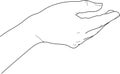 Coloring page with female hand with part of forearm, palm up, isolated on white background Royalty Free Stock Photo