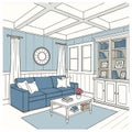 Vector Clipart Elegant and Cozy Residential Room Decor Illustration Royalty Free Stock Photo