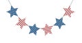 Patriotic star garland hanging on a white background Royalty Free Stock Photo