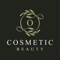 Initial letter o cosmetics, beauty fashion, wedding, jewelry, boutique, floral and botanical logo design graphics concept Royalty Free Stock Photo