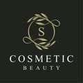Initial letter s cosmetics, beauty fashion, wedding, jewelry, boutique, floral and botanical logo design graphics concept Royalty Free Stock Photo