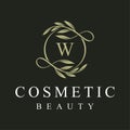 Initial letter w cosmetics, beauty fashion, wedding, jewelry, boutique, floral and botanical logo design graphics concept Royalty Free Stock Photo