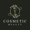 Initial letter y cosmetics, beauty fashion, wedding, jewelry, boutique, floral and botanical logo design graphics concept Royalty Free Stock Photo