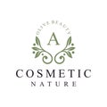initial letter A leaves nature logo design for cosmetic and beauty graphic vector icon Royalty Free Stock Photo
