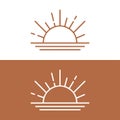 Minimalist Sunrise and Horizon Line Logo Royalty Free Stock Photo