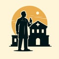Doctor Silhouette With Hospital Building Healthcare Professional Badge Royalty Free Stock Photo