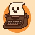 Ghost typing on vintage typewriter cozy writing halloween icon Royalty Free Stock Photo