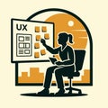Ux designer presenting wireframes user interface planning workshop vector icon Royalty Free Stock Photo