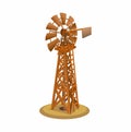 Vintage Wooden Windmill Water Pump Isolated on White Royalty Free Stock Photo
