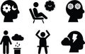 Mental Health and Psychology Icons Set Royalty Free Stock Photo