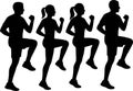 Silhouettes of four people engaging in a physical activity, with two males and two females Royalty Free Stock Photo