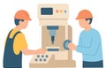 factory workers operating machine vector Royalty Free Stock Photo