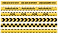 Yellow Caution and Warning Tape Set with Crime Scene and Construction Labels Royalty Free Stock Photo