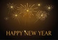 Golden Fireworks Happy New Year Celebration Graphic on Dark Background Royalty Free Stock Photo