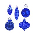 Blue Christmas Ornaments Set Illustration Royalty Free Stock Photo