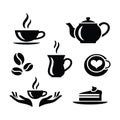 CafÃ© Culture Silhouettes â Coffee Cups, Teapot, Cake & Beans Royalty Free Stock Photo
