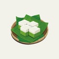 Vector illustration of Malaysia traditional dessert, Kuih Talam Pandan Royalty Free Stock Photo