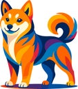 Shiba Inu Dog With Curled Tail Confident Stand In Vibrant Colors Royalty Free Stock Photo