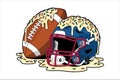Football and Helmet Covered in Sweet Dessert Glaze Royalty Free Stock Photo