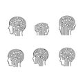 Human Head Maze Brain Icons Set Royalty Free Stock Photo