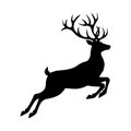 Running Deer Silhouette Vector on White Background Royalty Free Stock Photo