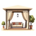 A stylish, minimalist illustration of a modern beige gazebo. Royalty Free Stock Photo