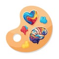 Creative Mind and Emotional Heart on Artist\'s Palette Royalty Free Stock Photo