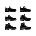 Outdoor Hiking Boot Icons Black Vector Footwear Clipart Bundle Royalty Free Stock Photo