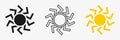 Sun icon set , including shining rays, sunset designs. Royalty Free Stock Photo