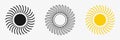 Sun icon set , including shining rays, sunset designs. Royalty Free Stock Photo