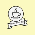 Motivational Coffee Badge Logo with Quote \'Wake. Work. Win.\' â Minimal Morning Energy Design Royalty Free Stock Photo