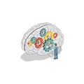Mechanic Fixing Gears in Human Brain Isometric Concept Royalty Free Stock Photo
