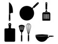 Monochromatic Flat Design Graphics for Cooking and Kitchenware. Royalty Free Stock Photo