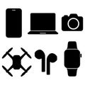 Modern electronic devices silhouette illustration Royalty Free Stock Photo