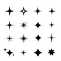 stars vector Sixteen black star-like symbols on a white background Royalty Free Stock Photo