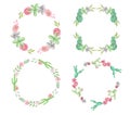 Watercolour Floral Cactus Flower Succulents Cacti Borders Wreaths Royalty Free Stock Photo