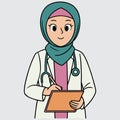 Friendly Arab Middle Eastern Female Surgeon GP with Scarf and Uniform Royalty Free Stock Photo