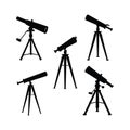 telescopes exploring cosmos in silhouette illustration Royalty Free Stock Photo