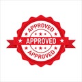 approved icon label rubber stamp waving circle shape in red color vector design Royalty Free Stock Photo
