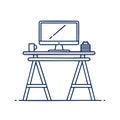 Modern Flat Screen Computer Monitor Vector Illustration. Desktop Display Technology. Royalty Free Stock Photo