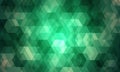 Abstract geometric triangular and hexagon pattern in light green glowing cube. Royalty Free Stock Photo