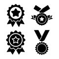 Simple black icons for certification, quality, and guarantee. Royalty Free Stock Photo