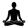 Lotus position black silhouette, yoga and mindfulness concept graphic. Royalty Free Stock Photo