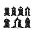 Silhouettes intricately Mysterious ornate portals leading to unknown worlds Royalty Free Stock Photo