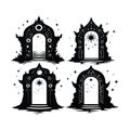 silhouette Mystical portals with stars and celestial designs Royalty Free Stock Photo
