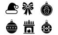 Monochrome Christmas symbols and decorations vector bundle. Royalty Free Stock Photo