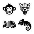Black illustration of abstract animal vector symbols pack. Royalty Free Stock Photo