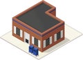 Small isometric urban post office building Royalty Free Stock Photo